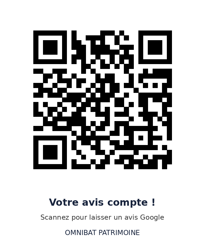 QR code pour laisser un avis Google à Omnibat Patrimoine